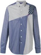 Loewe - Panelled Striped Shirt - Men - Cotton - 41, Blue, Cotton