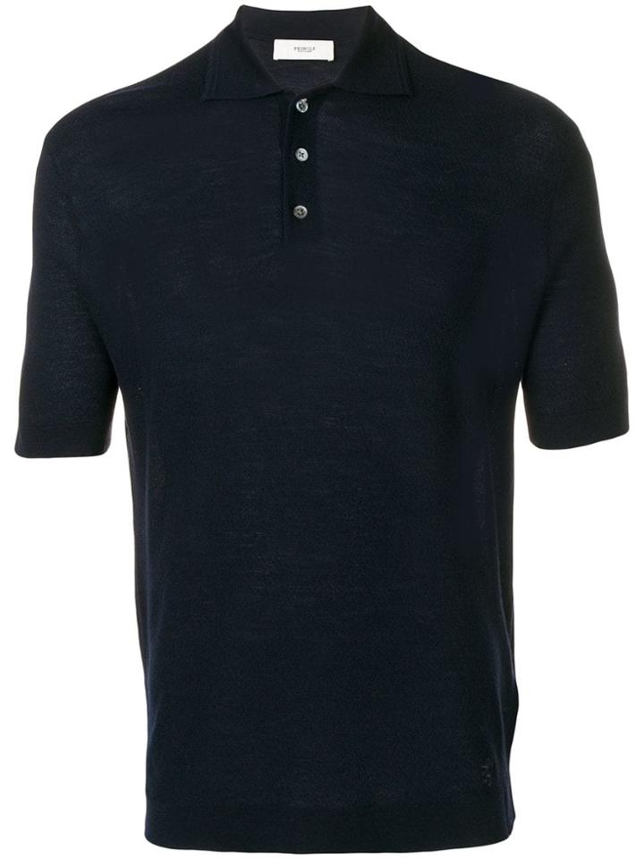 Pringle Of Scotland Plain Knitted Polo Shirt - Blue