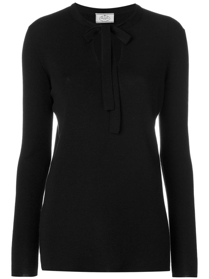 Prada Pussy Bow Sweater - Black
