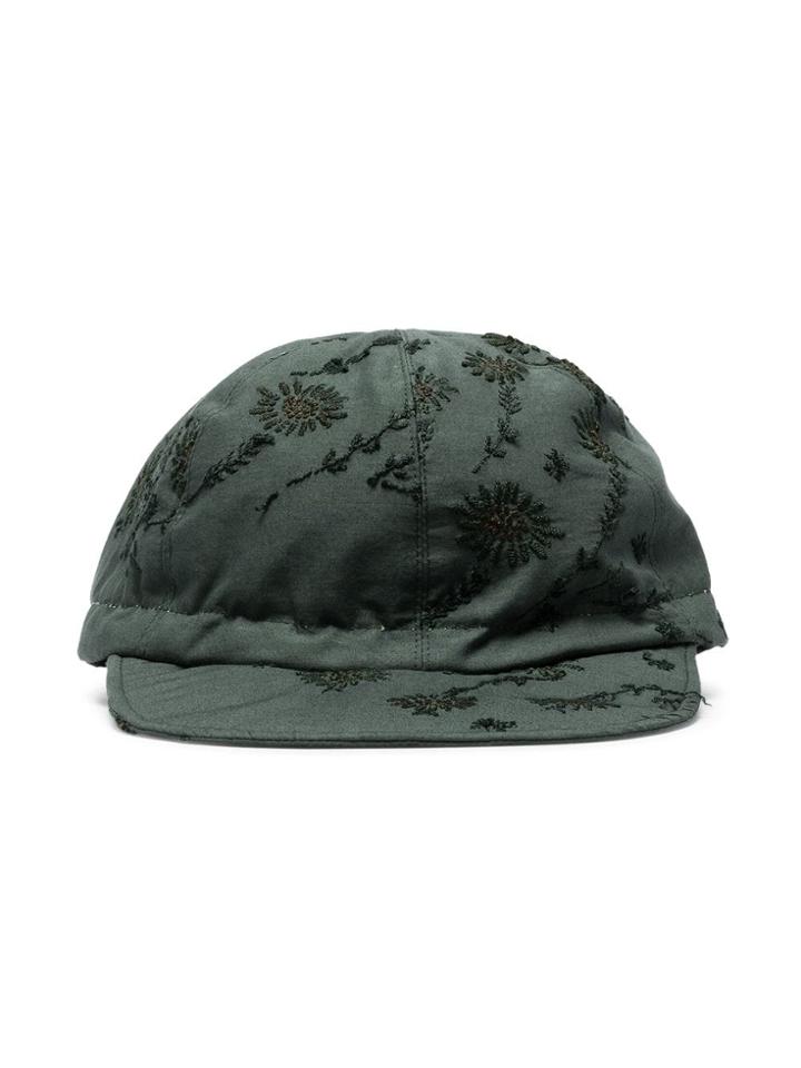 By Walid Embroidered Linen Baseball Cap - Green