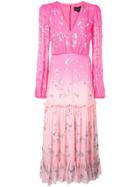 Saloni V-neck Floral Dress - Pink