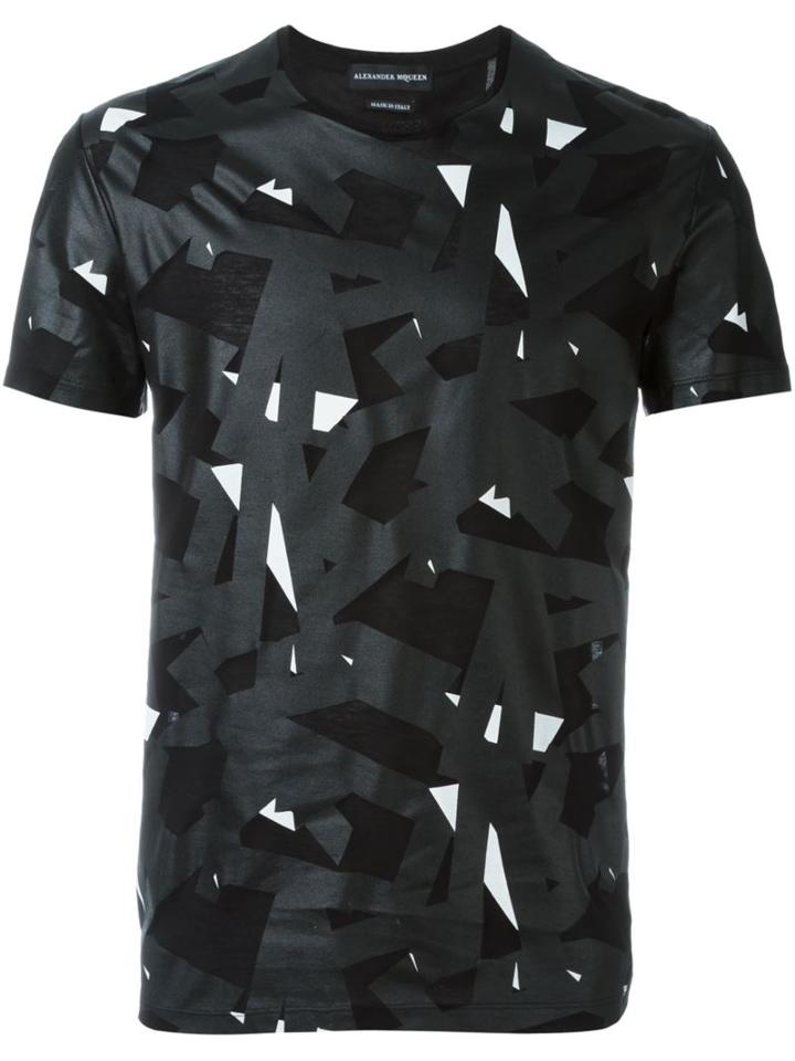 Alexander Mcqueen Geometric Print T-shirt, Men's, Size: M, Black, Cotton