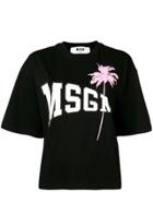 Msgm Palm Tree Logo Print T-shirt - Black