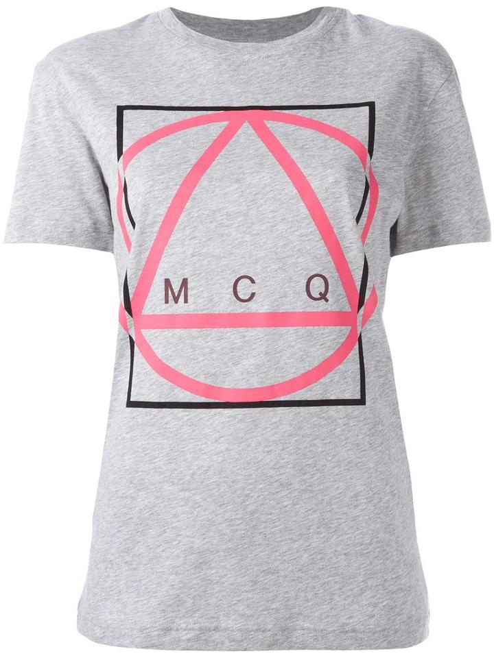 Mcq Alexander Mcqueen Glyph Icon Print T-shirt, Women's, Size: Medium, Grey, Cotton