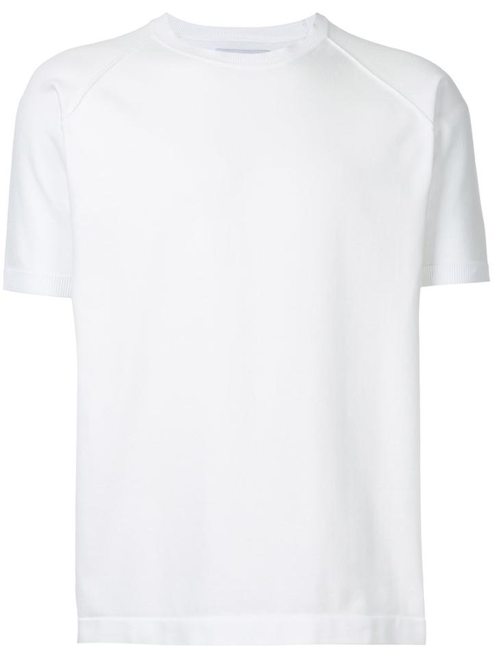 Estnation - Ribbed Round Neck T-shirt - Men - Cotton/polyester - L, White, Cotton/polyester