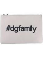 Dolce & Gabbana #dgfamily Patch Clutch, Men's, Grey, Calf Leather