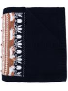 Barrie Cashmere Intarsia Scarf, Women's, Blue, Cashmere