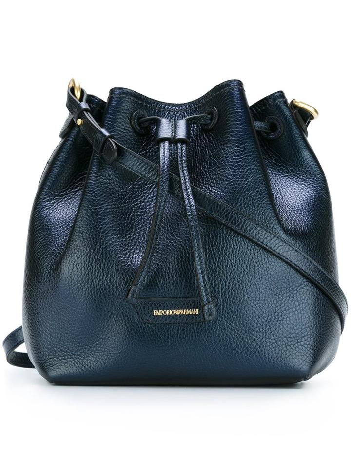 Emporio Armani Metallic Leather Bucket Bag