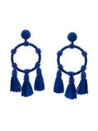 Oscar De La Renta Raffia Hoop Earrings - Blue