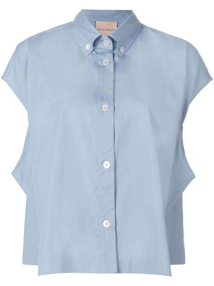 Erika Cavallini Button Down Short Sleeve Shirt - Blue