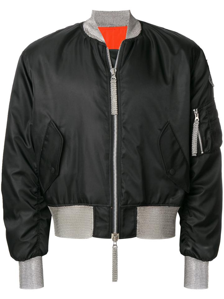 Ktz Chainmail Detail Bomber Jacket - Black