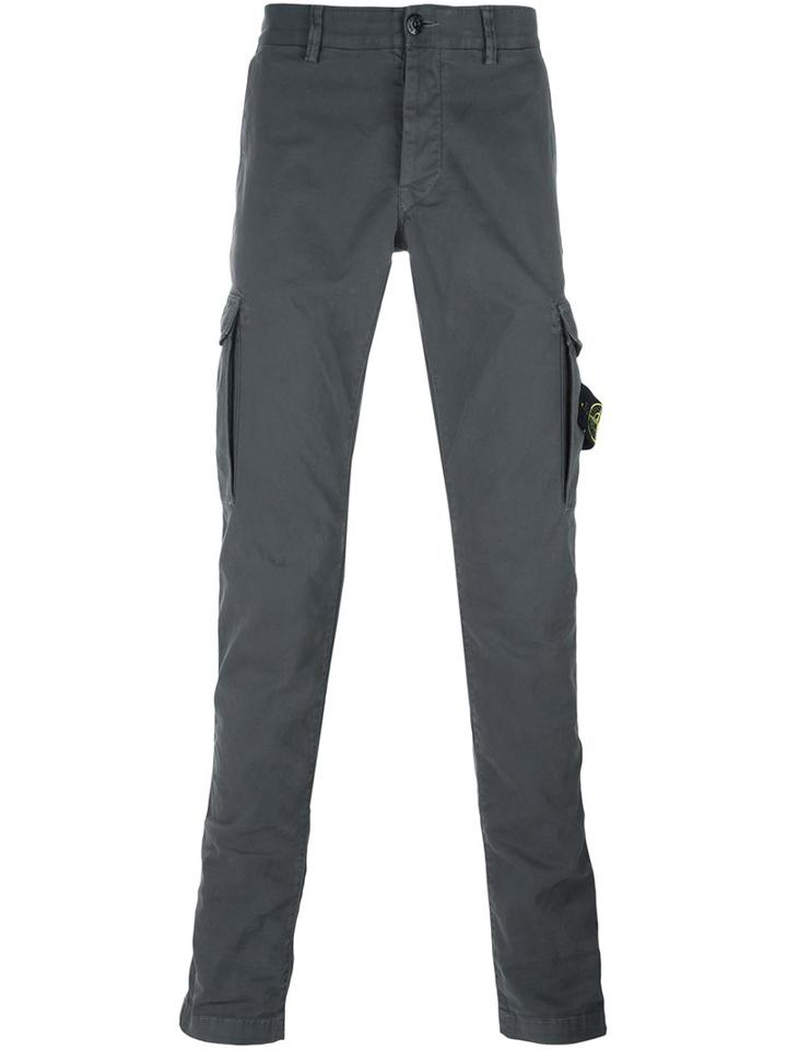 Stone Island Slim-fit Cargo Pants, Men's, Size: 28, Grey, Cotton/spandex/elastane