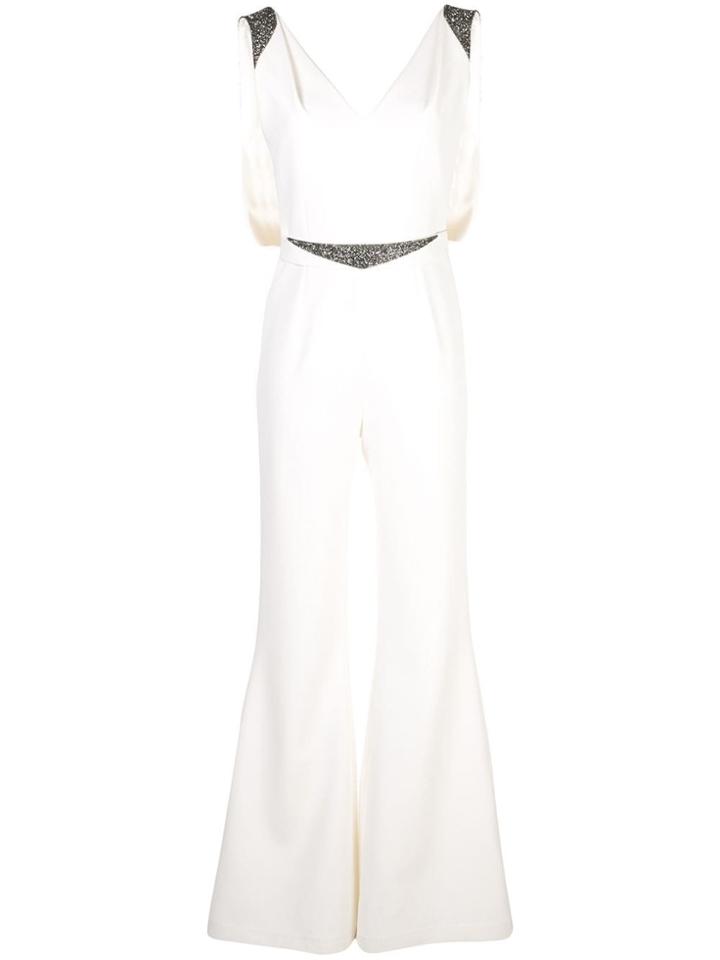 Safiyaa London Glitter Embellished Flared Jumpsuit - White