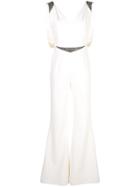 Safiyaa London Glitter Embellished Flared Jumpsuit - White