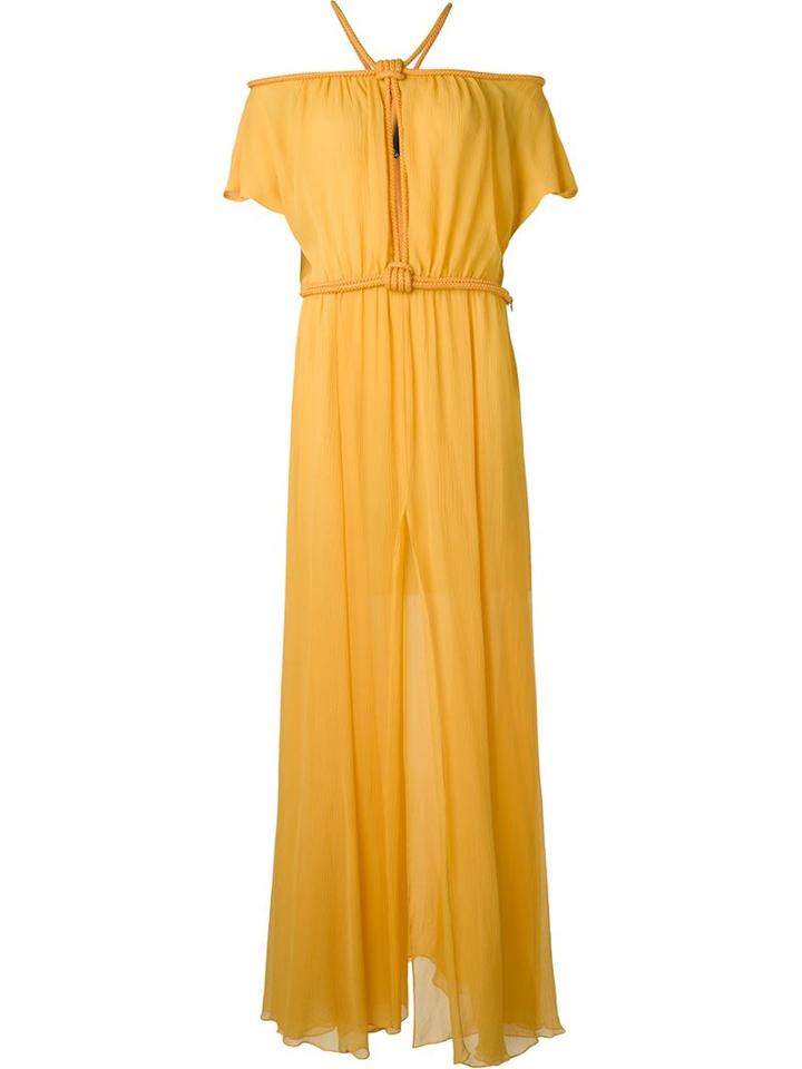 Jay Ahr - Rope Detail Evening Dress - Women - Silk/nylon - 38, Women's, Yellow/orange, Silk/nylon