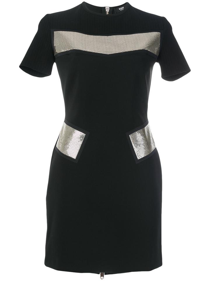 Versus Chainmail Panel Midi Dress - Black