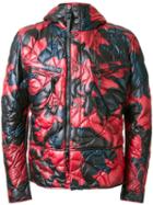 Kru Camouflage Hooded Puffer Jacket, Men's, Size: Large, Red, Polyester