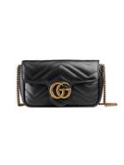 Gucci Gg Marmont Matelassé Leather Super Mini Bag - Black