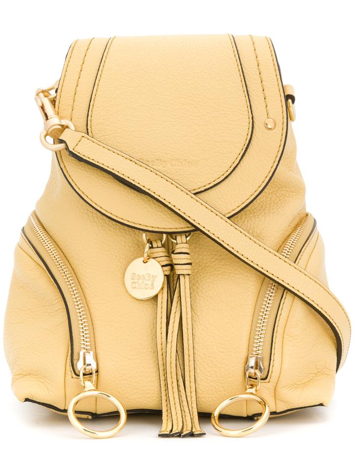 See By Chloé Olga Small Grained Backpack - Yellow & Orange