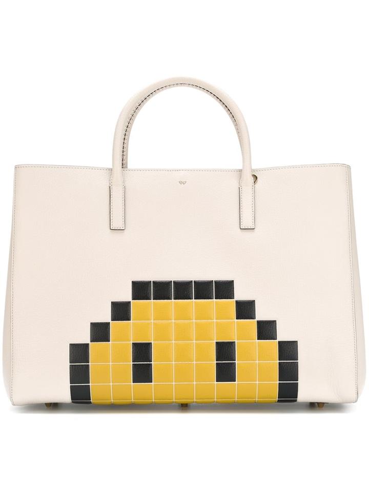 Anya Hindmarch Maxi 'ebury' Pixel Smiley Tote, Women's, Nude/neutrals