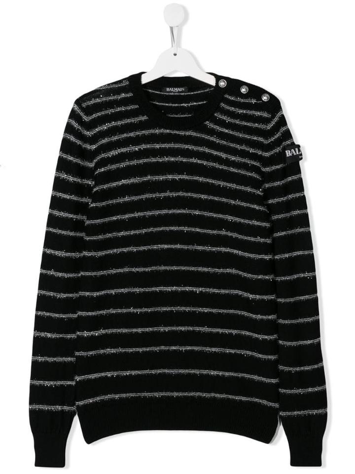 Balmain Kids Teen Striped Jumper - Black