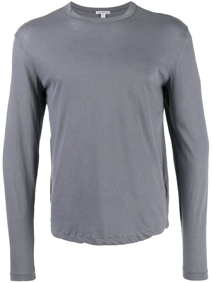 James Perse Longsleeved T-shirt, Men's, Size: 2, Grey, Cotton