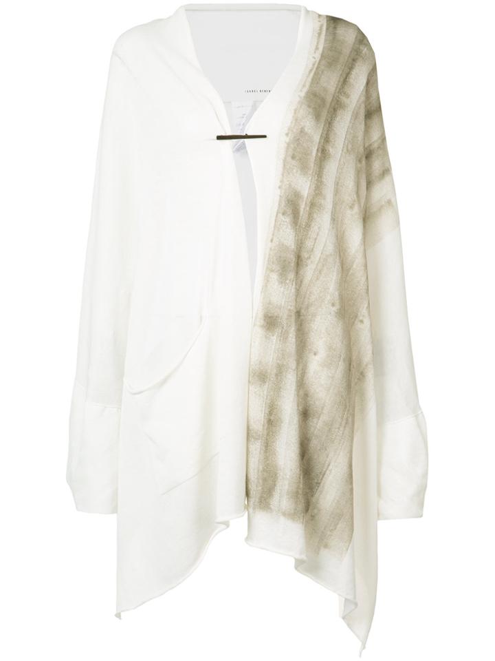 Isabel Benenato Hand-painted Draped Knit Cardigan/scarf - White