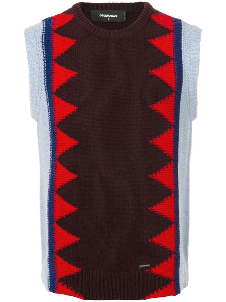 Dsquared2 Contrast Knit Patterned Gilet