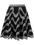 Alexander Mcqueen Patterned Scallop-edge Skirt - Black