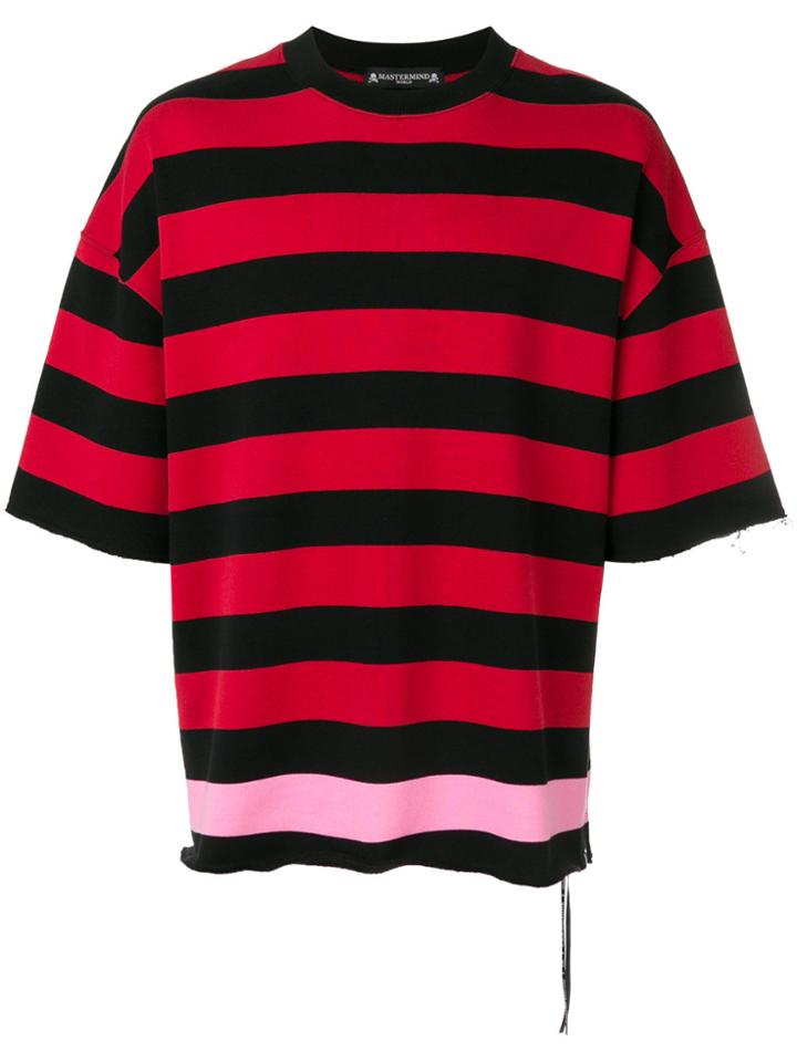 Mastermind World Skull Print Striped Sweatshirt - Red