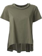 Muveil Embellished Collar Pleated T-shirt