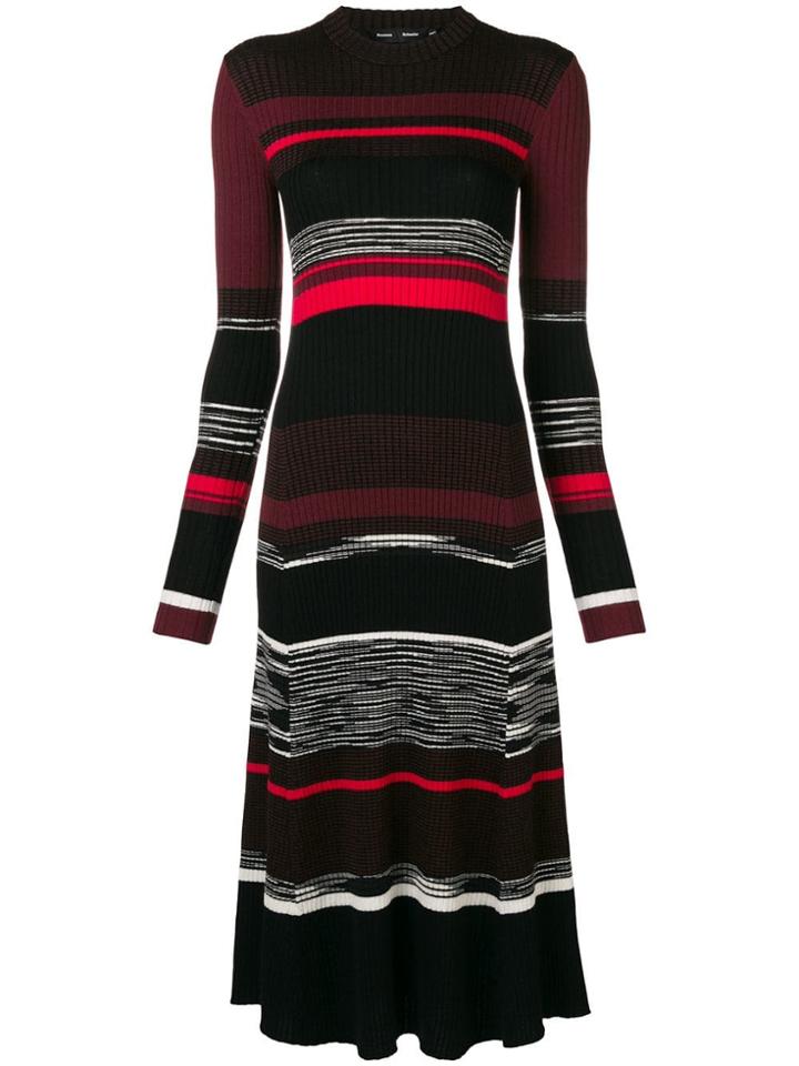 Proenza Schouler Crew Neck Striped Dress - Black