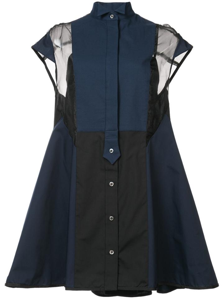 Sacai Panelled Flared Shirt - Black