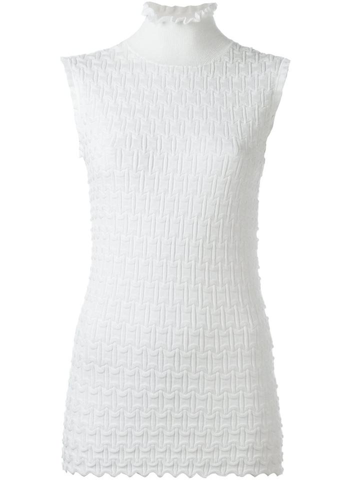 Carven Roll Neck Textured Tank, Women's, Size: Xs, White, Cotton/polyamide/polyester/viscose