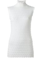 Carven Roll Neck Textured Tank, Women's, Size: Xs, White, Cotton/polyamide/polyester/viscose