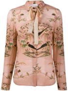 Red Valentino Floral And Bird Print Shirt - Pink