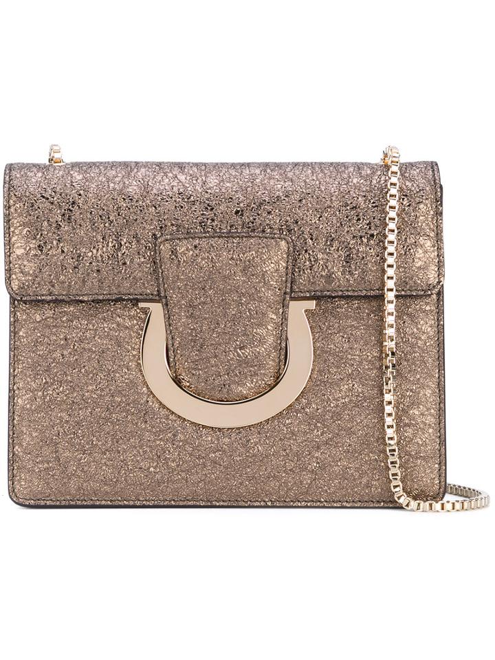 Salvatore Ferragamo - Metallic (grey) Gancio Clutch - Women - Leather - One Size, Leather