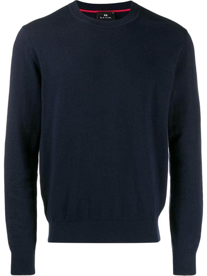 Ps Paul Smith Ribbed Neck Jumper - Blue