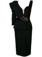 Elisabetta Franchi Layered Blazer Sweetheart Dress - Black