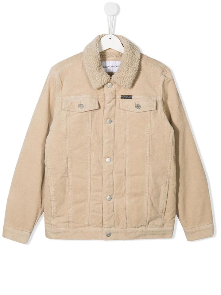 Calvin Klein Kids Corduroy Logo Jacket - Neutrals