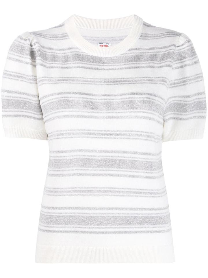 Shrimps Knitted Glitter-striped Top - White