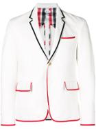 Thom Browne Grosgrain-tipped High Armhole Denim Sport Coat - White