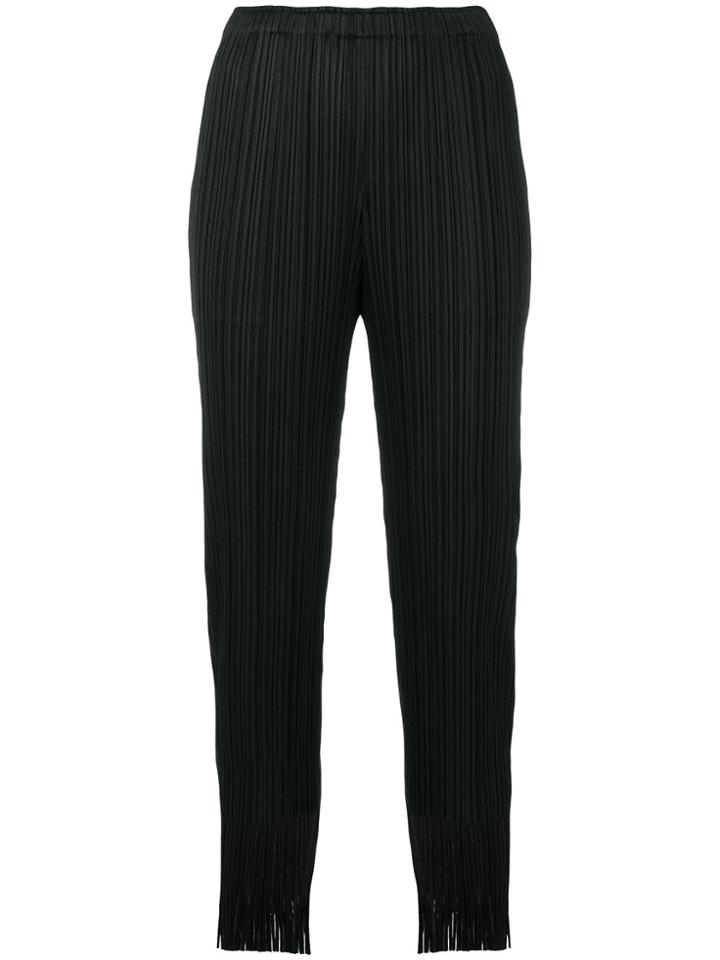 Pleats Please By Issey Miyake Pleated High Waisted Trousers - Black