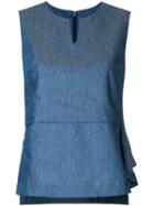 Denim Shift Top - Women - Linen/flax - 38, Blue, Linen/flax, Estnation