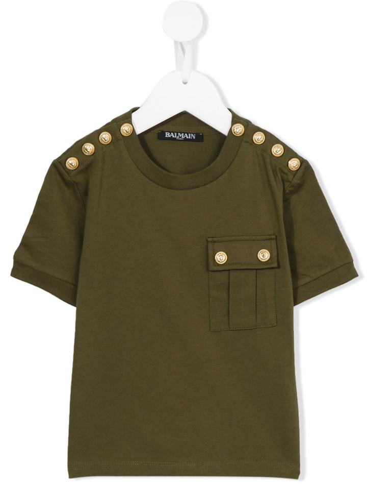 Balmain Kids Military T-shirt, Girl's, Size: 8 Yrs, Green