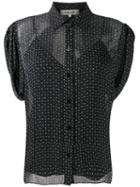 Diane Von Furstenberg Printed Sheer Blouse - Black