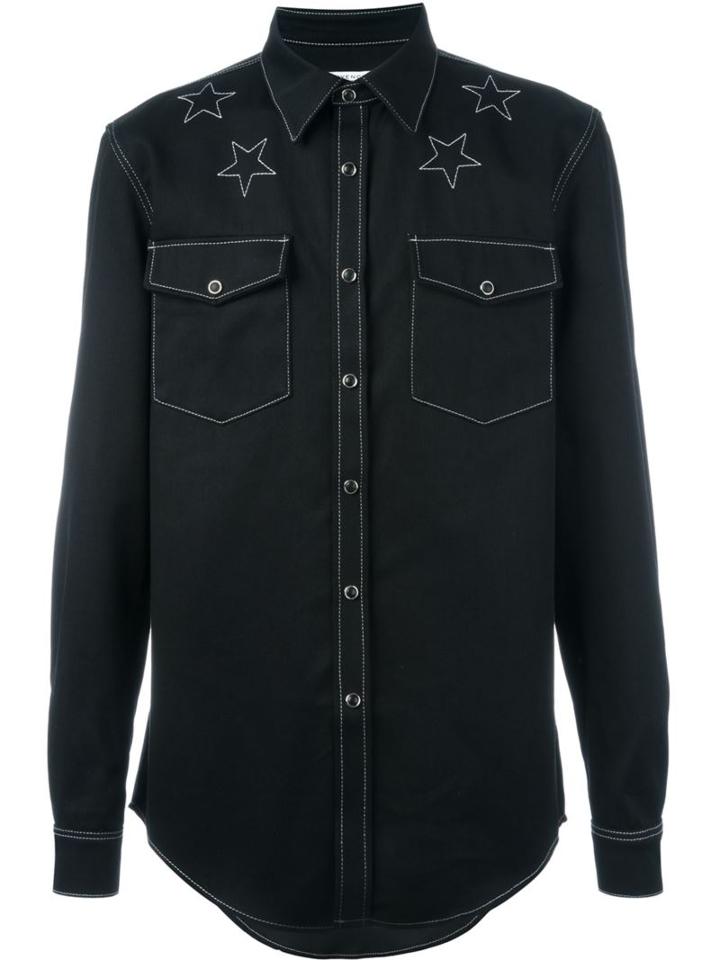 Givenchy Star Stitch Denim Shirt, Men's, Size: Small, Black, Cotton/polyester
