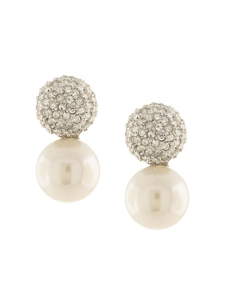 Kenneth Jay Lane Embellished Pearl Earrings - Silver