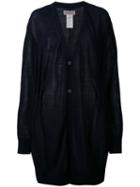 Yohji Yamamoto - V-neck Loose-fit Cardigan - Women - Cotton/ramie - 2, Blue, Cotton/ramie
