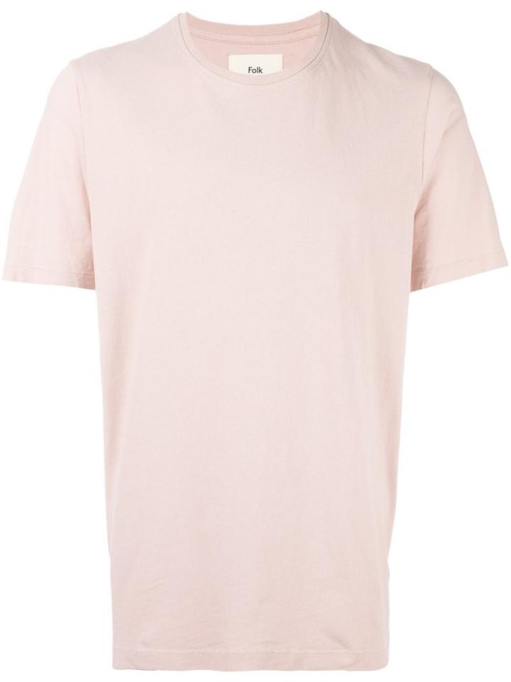 Folk Contrast Sleeve T-shirt, Men's, Size: 5, Pink/purple, Cotton